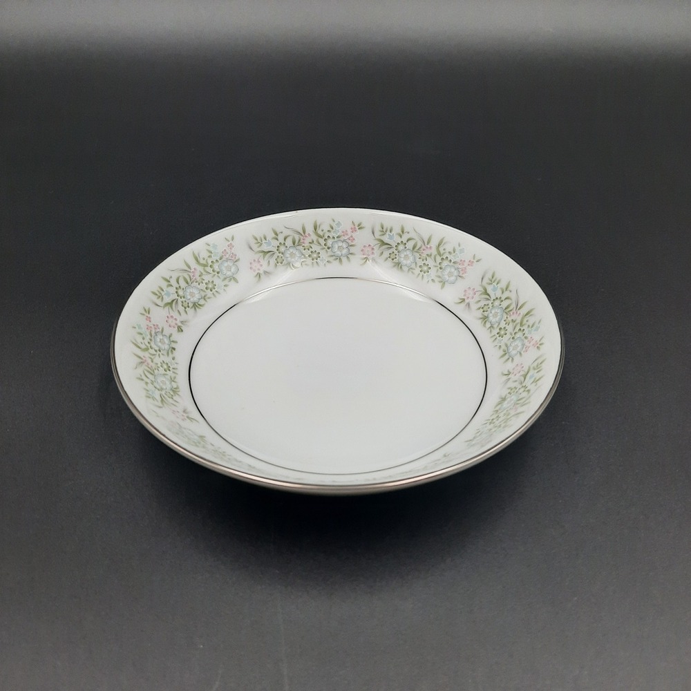 Taihei China 5.5" Floral‎ Rim Bowl – Silver Trim, Made in Japan